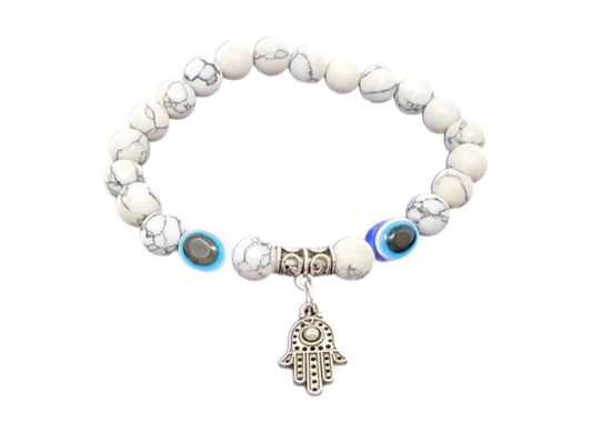 White Howalite Evil Eye Bracelet